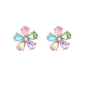 Colorful Rhinestone Flower Earrings